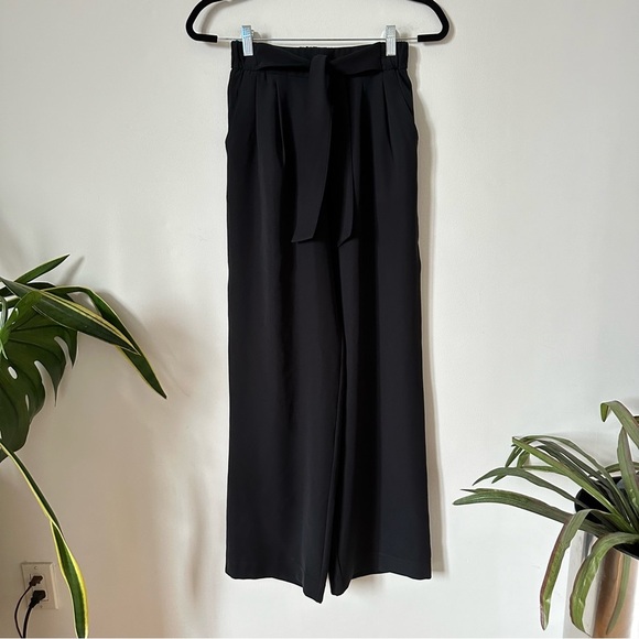 Lululemon Noir Black Wide Leg Tie Waist Pants Size 4 - Picture 4 of 10